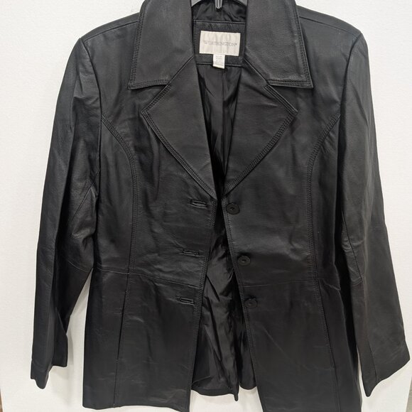 Worthington Black Leather women's jacket. - Picture 2 of 7